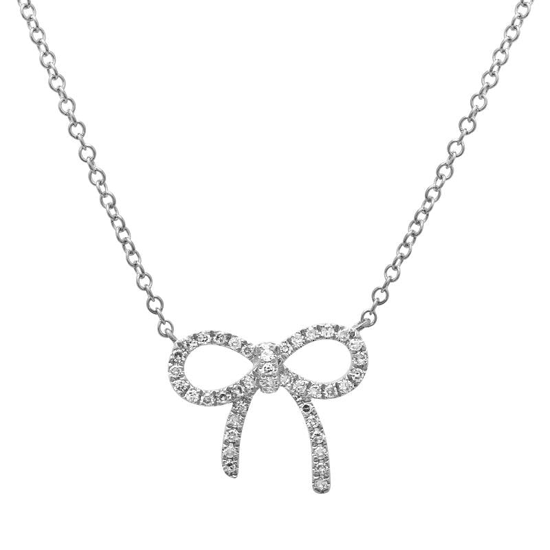 14K Gold Diamond Bow Pendant