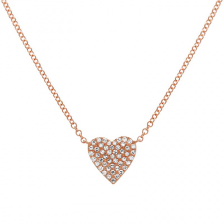 14k Gold Diamond Pave Heart Necklace