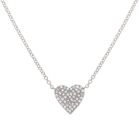 14k Gold Diamond Pave Heart Necklace