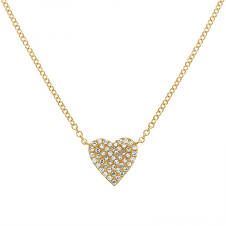 14k Gold Diamond Pave Heart Necklace