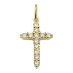 14K Yellow Gold Diamond Cross Charm