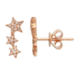 14K Gold Diamond Star Climber Earrings