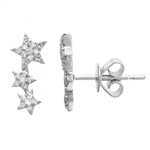 14K Gold Diamond Star Climber Earrings