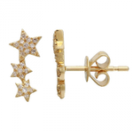 14K Gold Diamond Star Climber Earrings