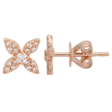 14K Diamond Flower Studs