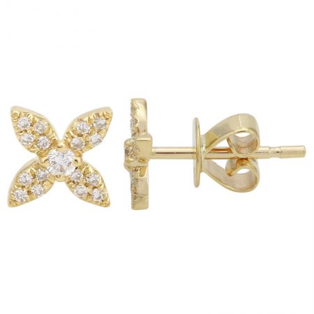 14K Diamond Flower Studs