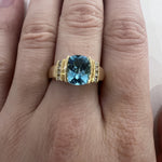ESTATE 14K Yellow Gold & Blue Topaz Ring