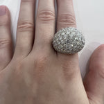 ESTATE 18K White Gold & Diamond Orb Statement Ring