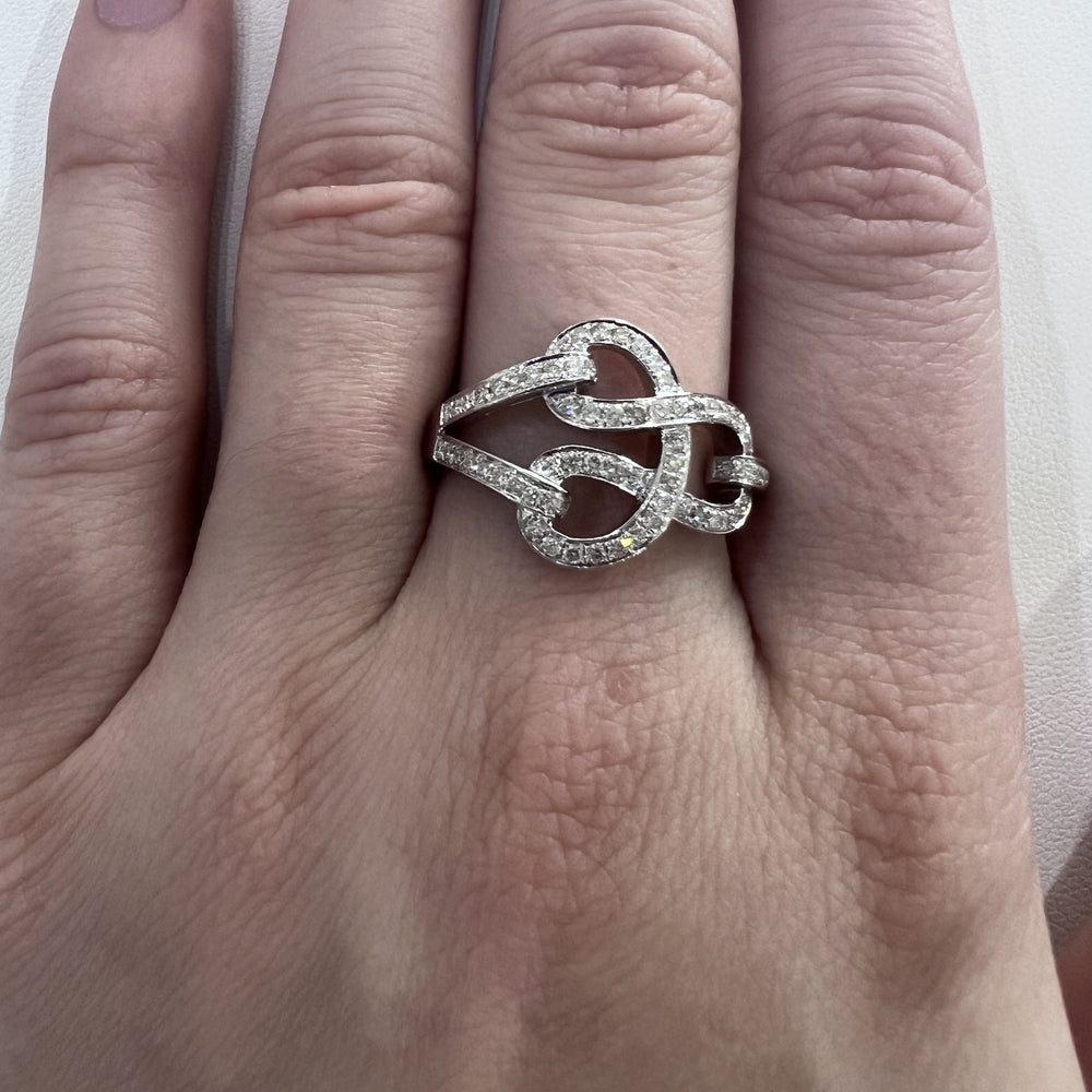 ESTATE 18K White Gold & Diamond Knot Ring
