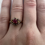 ESTATE 14K Yellow Gold, Diamond, & Ruby Ring