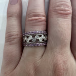 ESTATE 14K White Gold & Diamond Triple Band