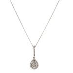ESTATE 14K White Gold & Pear Diamond Halo Necklace