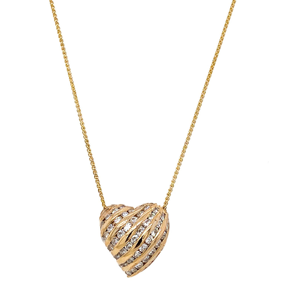 ESTATE 14K Yellow Gold & Diamond Heart Necklace