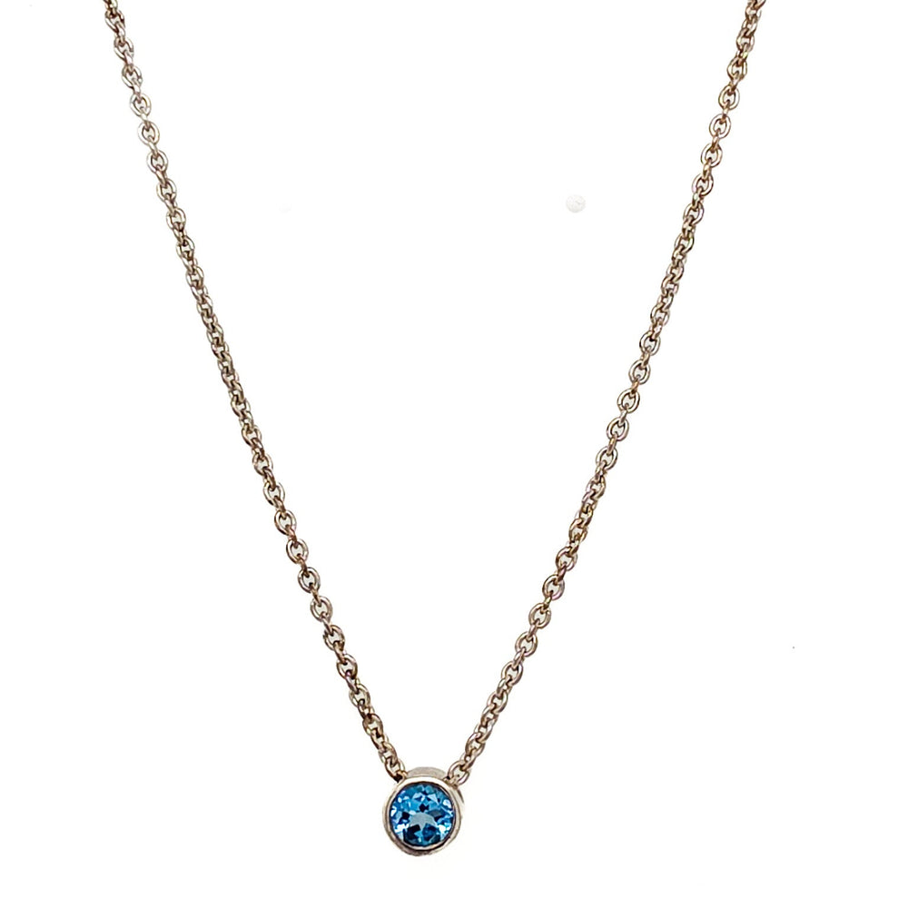 ESTATE Sterling Silver & Blue Topaz Necklace