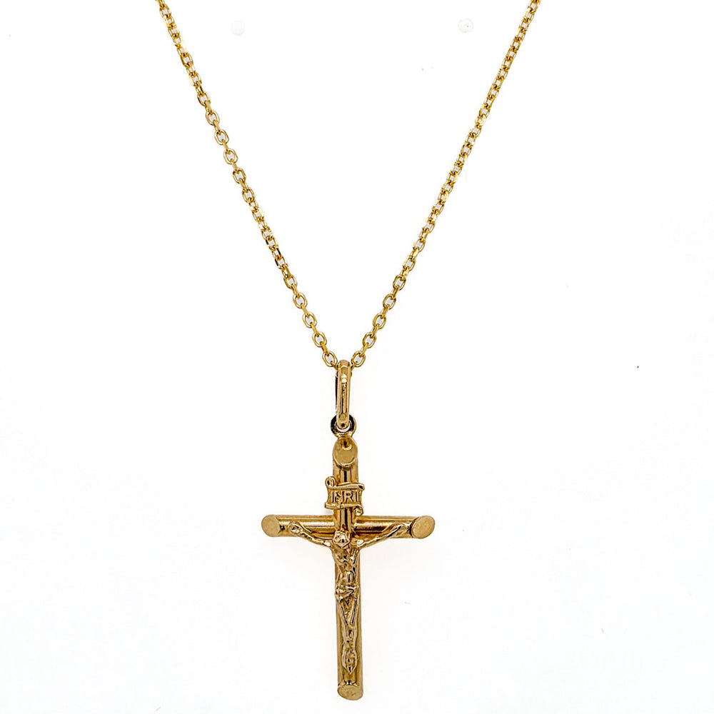 ESTATE 14K Yellow Gold Crucifix Necklace
