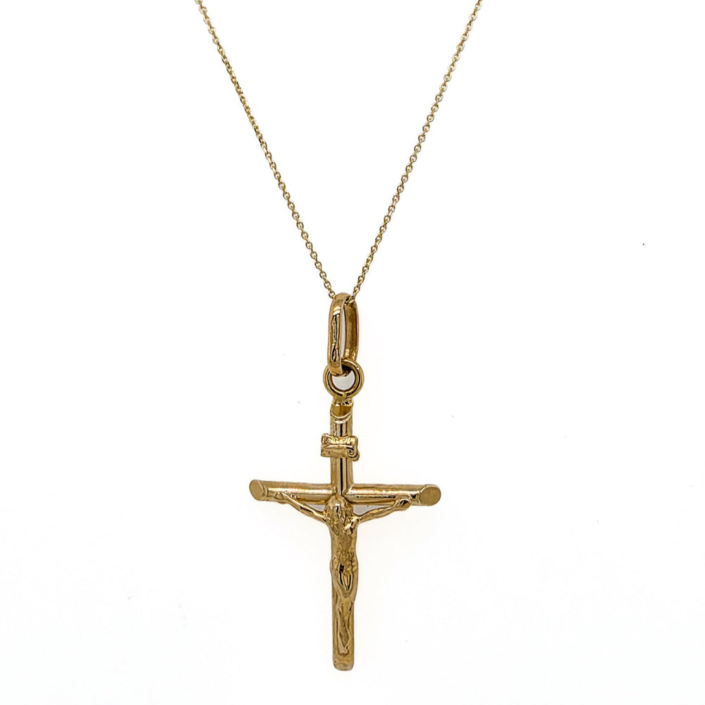 ESTATE 14K Yellow Gold Crucifix Necklace