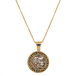ESTATE 14K Yellow Gold Athena & Owl Scroll Necklace