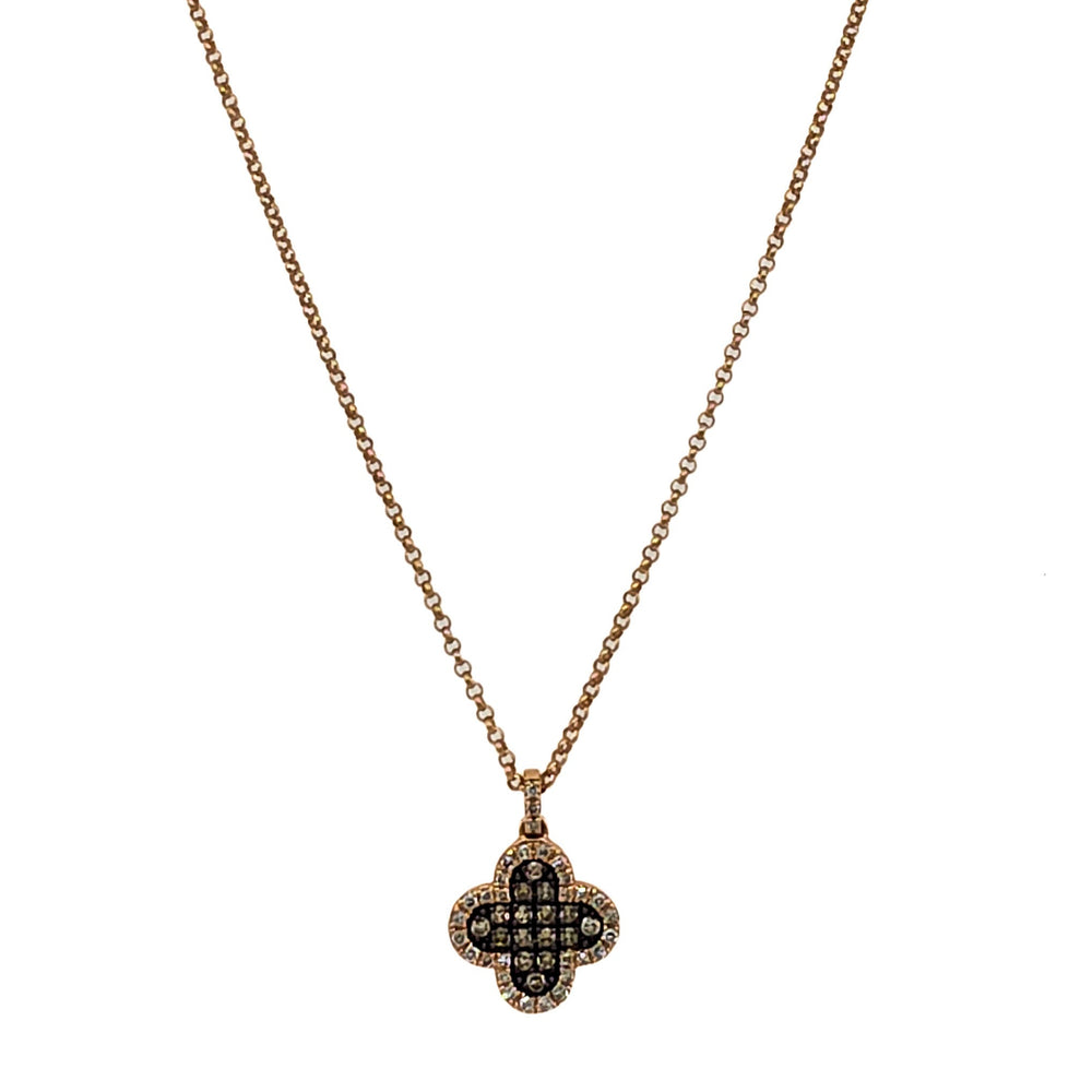 ESTATE 14K Rose Gold & Diamond Clover Necklace