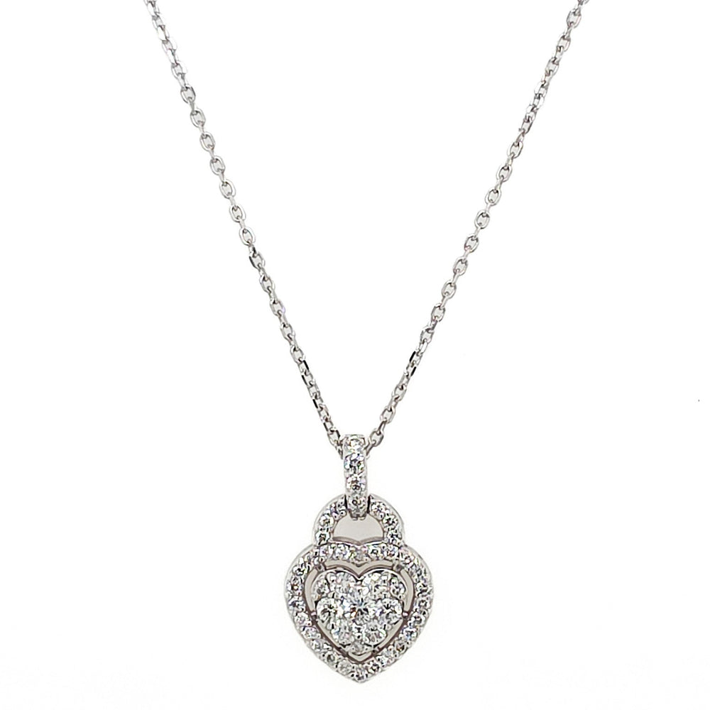 ESTATE 14K White Gold & Diamond Heart Locket Necklace