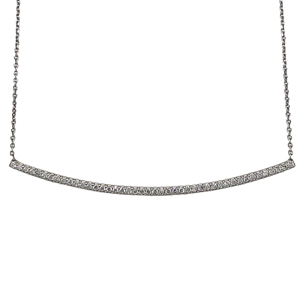 ESTATE 14K White Gold & Diamond Bar Necklace