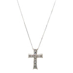 ESTATE 14K White Gold & Diamond Cross Necklace