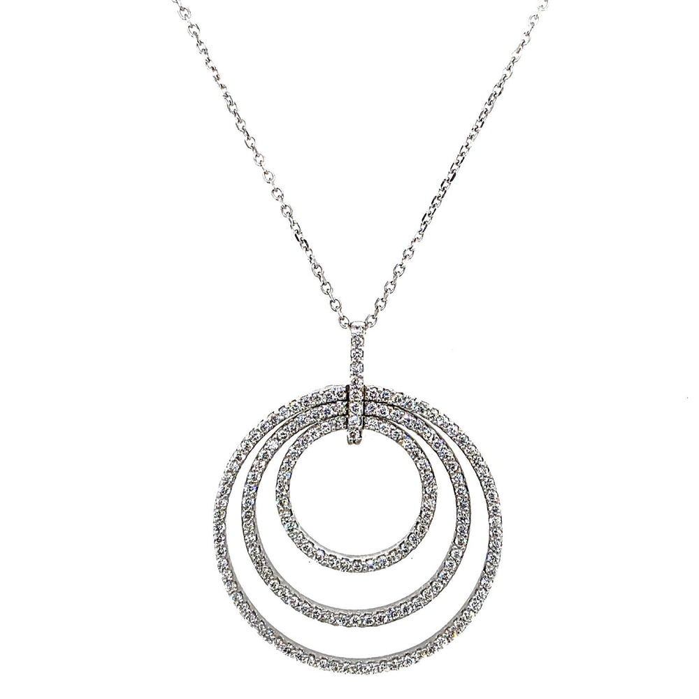 ESTATE 18K White Gold & Diamond Triple Hoop Necklace