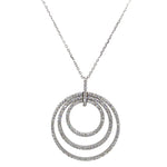 ESTATE 18K White Gold & Diamond Triple Hoop Necklace