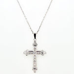 ESTATE 14K White Gold & Diamond Cross Necklace