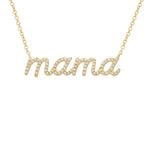 14K Yellow Gold Diamond Script Mama Necklace