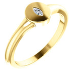 14K Yellow Gold Marquise Diamond Signet Ring