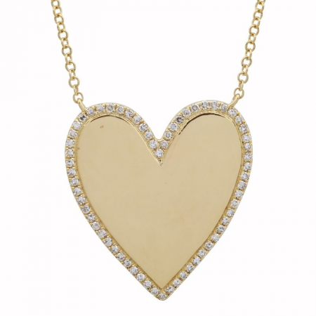 14K Gold Heart with Diamond Outline