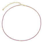 14K Rose Gold Pink Sapphire and Diamond Tennis Necklace