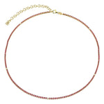 14K Yellow Gold Ruby and Diamond Tennis Necklace