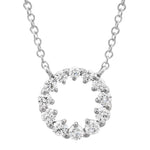 14K Gold Diamond Open Circle Necklace