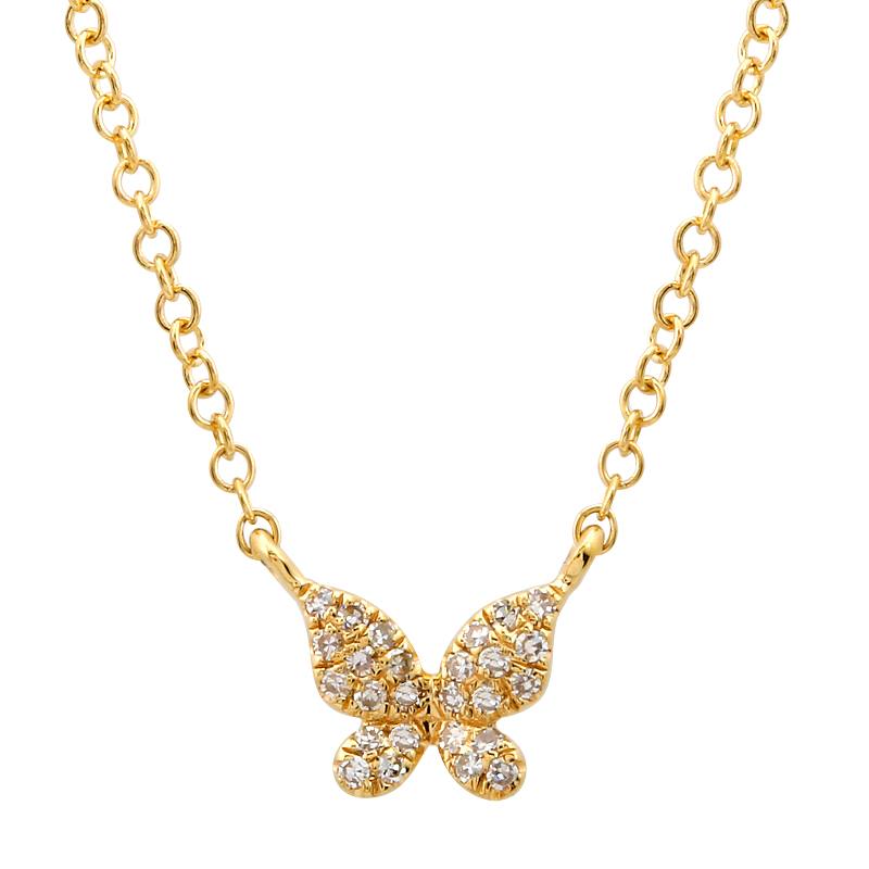 14K Gold Butterfly Diamond Necklace
