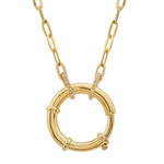 14k Yellow Gold Large Spring Clasp Link Charm Necklace