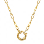 14k Yellow Gold Spring Clasp Link Charm Necklace