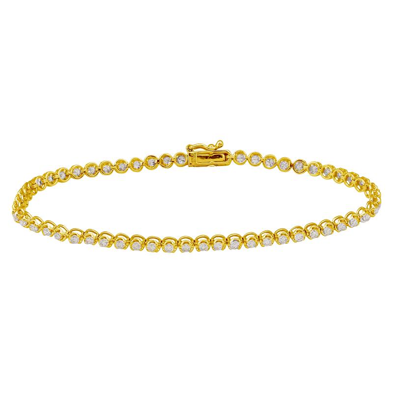 14K Gold Crown Prong Diamond Tennis Bracelet