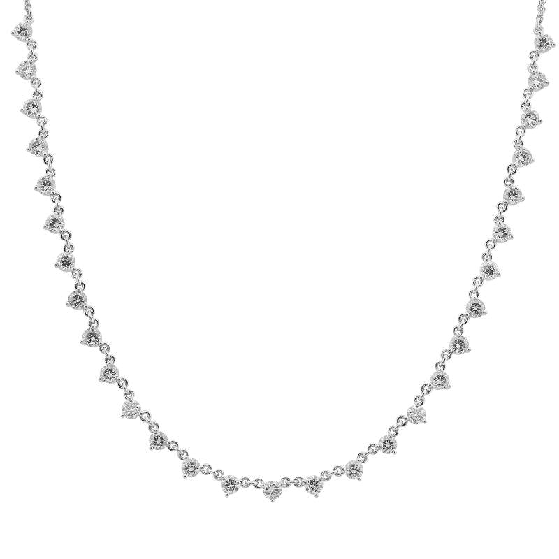 14K Gold 3 Prong Diamond Necklace with Double Chain
