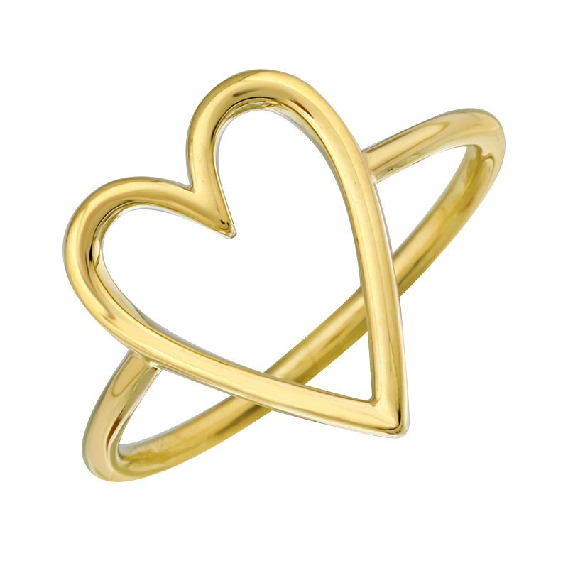 14K Yellow Gold Open Heart Ring