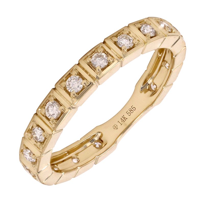 14K Yellow Gold Square Shape Diamond Ring