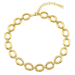 14K Yellow Gold Diamond Oval Link Necklace