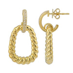 14K Yellow Gold Rope Diamond Earrings