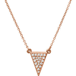 14K Gold Small Diamond Triangle Necklace