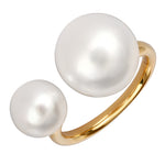 18K Yellow Gold Double Pearl Ring