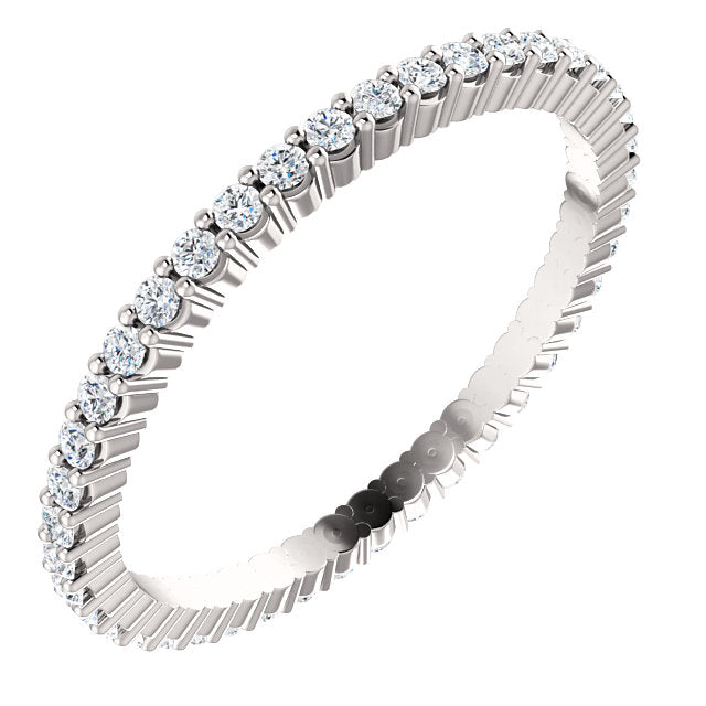 14k Low Profile Diamond Eternity Band with Shared Prongs