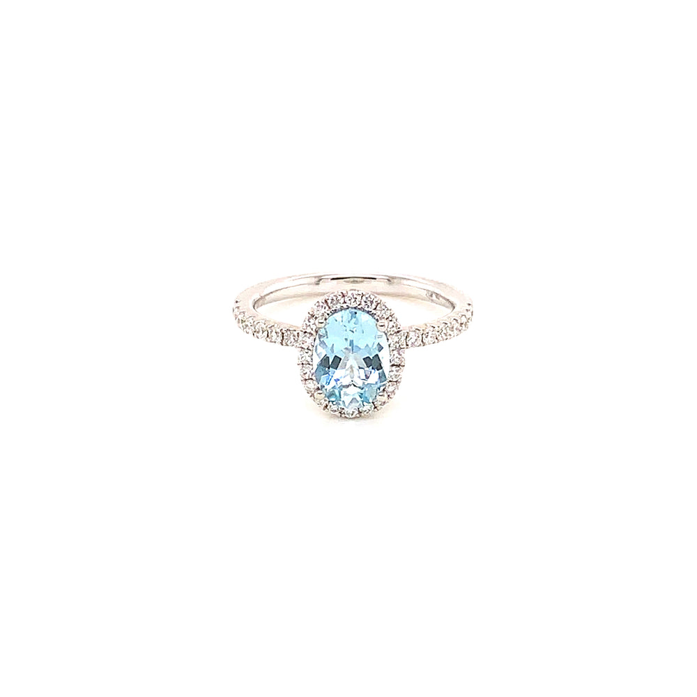 Oval and Diamond Aquamarine Ring