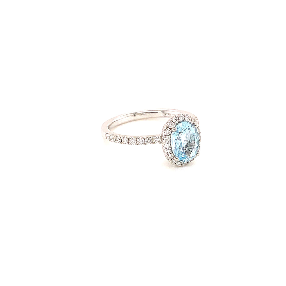 Oval and Diamond Aquamarine Ring