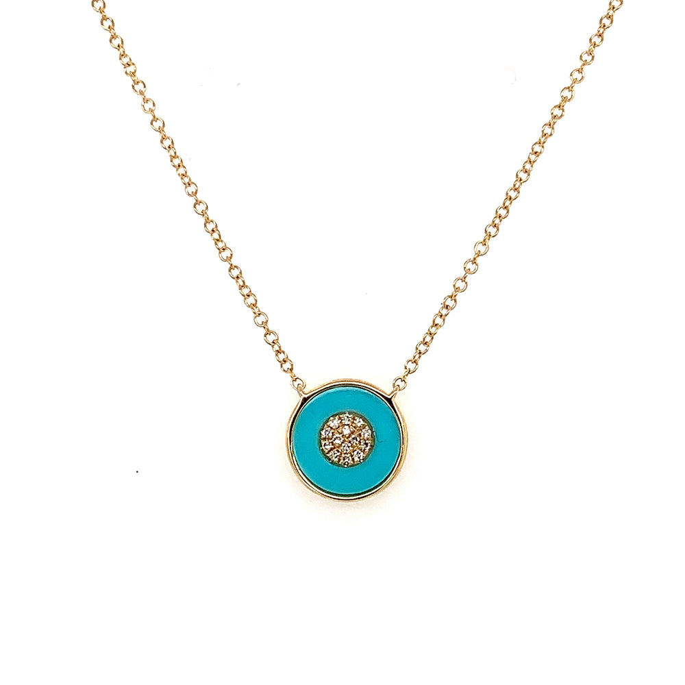 Turquoise and Diamond Cluster Necklace