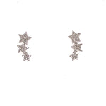 14K White Gold Graduated Diamond Star Earrings